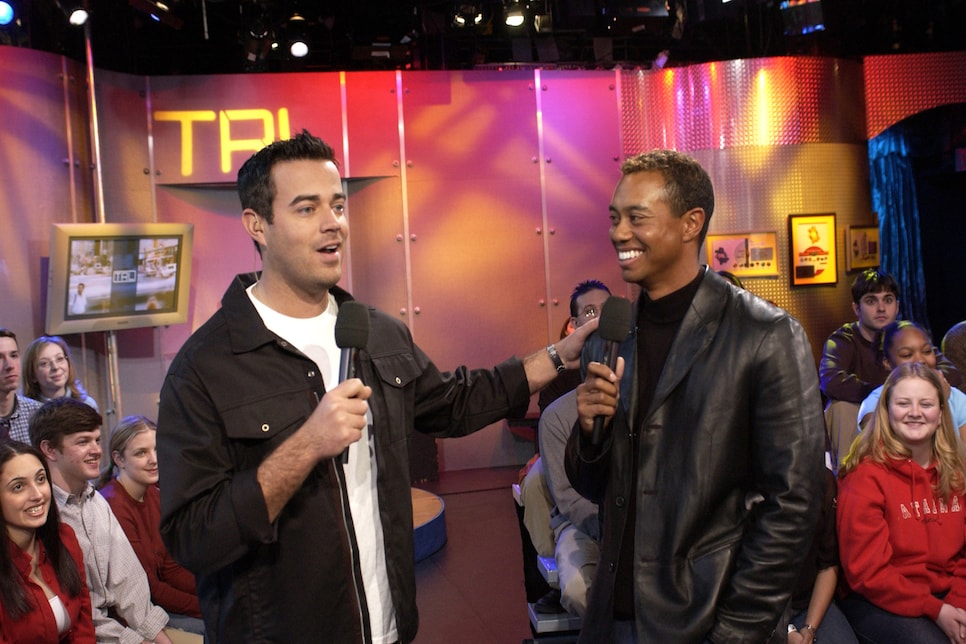 Tiger Woods Promotes "EA Sports Tiger Woods PGA Tour 2002" Video Game on MTV's "TRL" - March 4, 2002