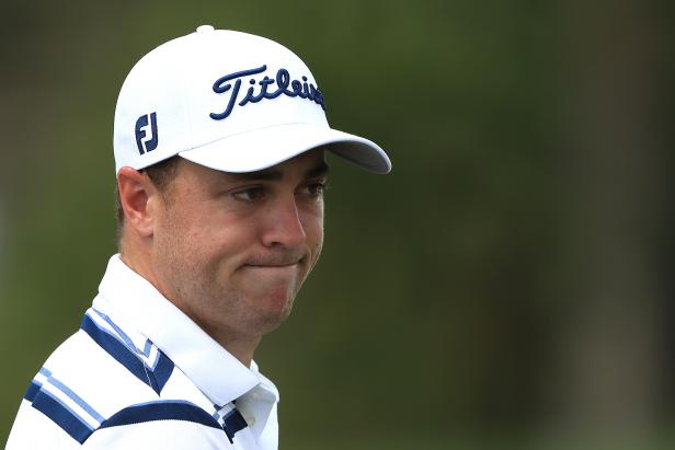 Justin Thomas bends 9iron on shot from behind a tree, but new rules