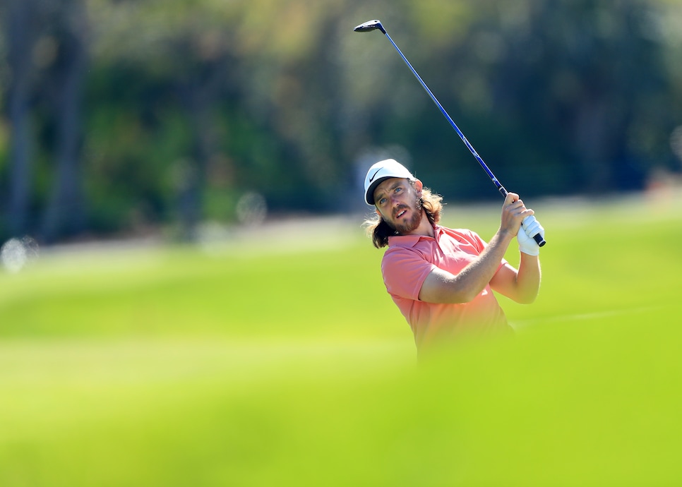 ORLANDO, FLORIDA - MARCH 08: Tommy Fleetwood of England plays a shot on the 12th hole during the second round of the Arnold Palmer Invitational Presented by Mastercard at the Bay Hill Club on March 08, 2019 in Orlando, Florida. (Photo by Sam Greenwood/Getty Images)