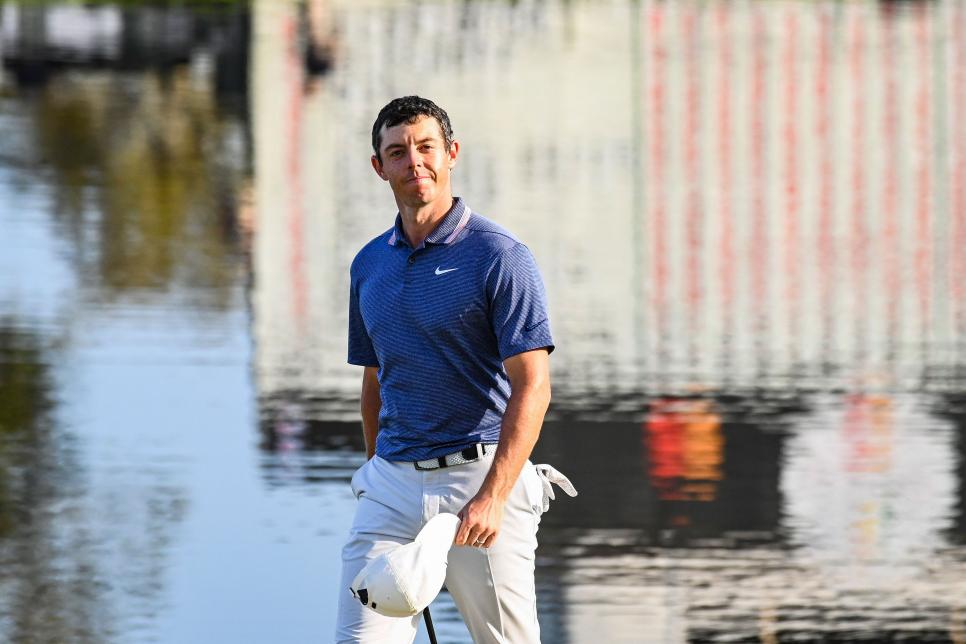 ORLANDO, FL - MARCH 10:  Rory McIlroy of Northern Ireland smiles at fans as he approaches the 18th hole green during the final round of the Arnold Palmer Invitational presented by MasterCard at Bay Hill Club and Lodge on March 10, 2019 in Orlando, Florida. (Photo by Keyur Khamar/PGA TOUR)