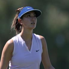 RANCHO MIRAGE, CALIFORNIA - APRIL 04: Michelle Wie hits her tee shot on the 13th hole during the first round of the ANA Inspiration on the Dinah Shore course at Mission Hills Country Club on April 04, 2019 in Rancho Mirage, California. (Photo by Matt Sullivan/Getty Images)