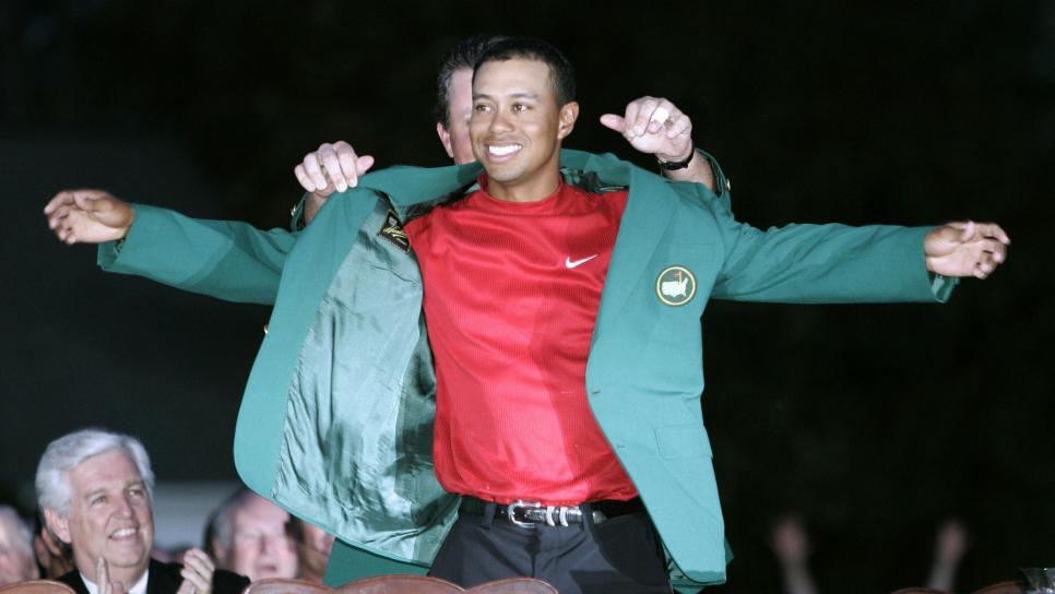 US golfer Tiger Woods is presented the g