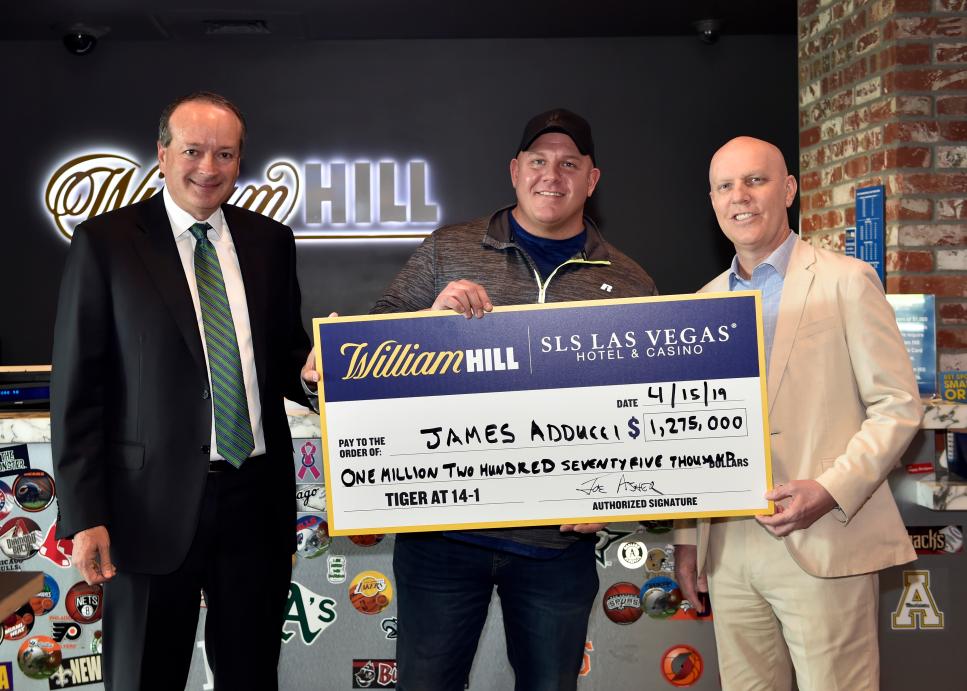 William Hill US Presents Bettor With $1.19M Check At William Hill Sports Book At SLS Casino After Tiger Woods' Masters Victory