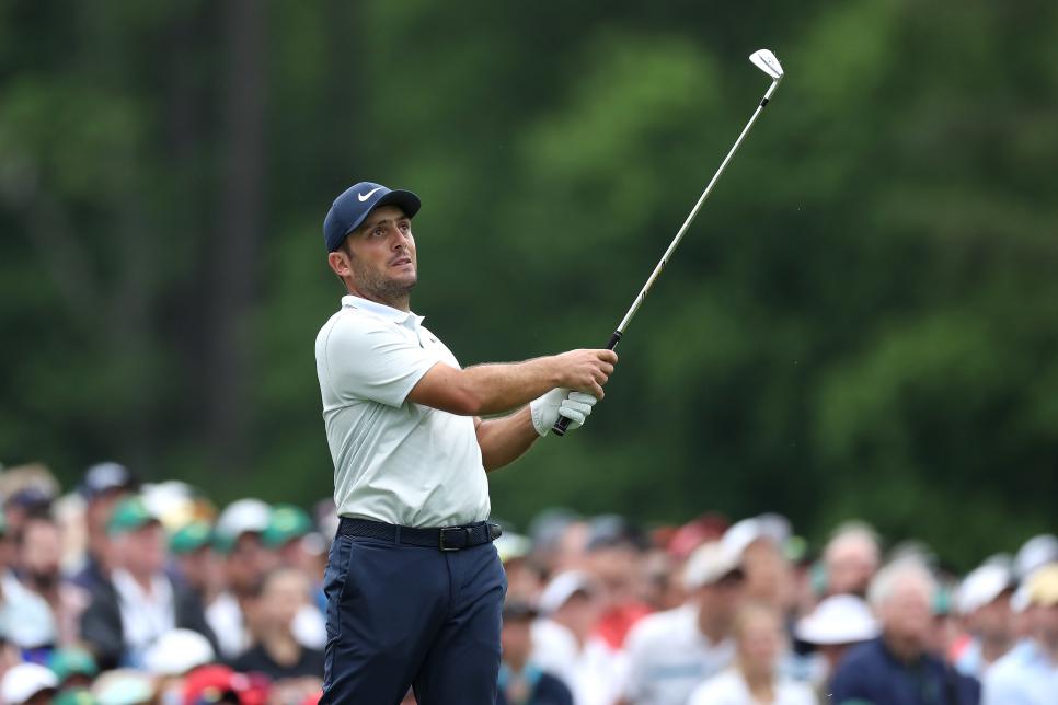 AUGUSTA, GEORGIA - APRIL 14: Francesco Molinari of Italy plays a shot from the 12th tee during the final round of the Masters at Augusta National Golf Club on April 14, 2019 in Augusta, Georgia. (Photo by David Cannon/Getty Images)
