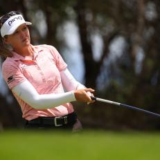 KAPOLEI, HAWAII - APRIL 21: Brooke Henderson of Canada watches her drive on the fifth hole during the final round of the LOTTE Championship at Ko Olina Golf Club on April 21, 2019 in Kapolei, Hawaii. (Photo by Gregory Shamus/Getty Images)