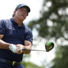 CHARLOTTE, NORTH CAROLINA - MAY 03: Phil Mickelson plays his shot from the third tee during the second round of the 2019 Wells Fargo Championship at Quail Hollow Club on May 03, 2019 in Charlotte, North Carolina. (Photo by Streeter Lecka/Getty Images)