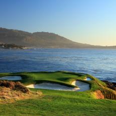 PEBBLE BEACH, CA - NOVEMBER 07:  The par 3, seventh hole at Pebble Beach Golf Links the host venue for the 2019 US Open Championship on November 7, 2018 in Pebble Beach, California.  (Photo by David Cannon/Getty Images)