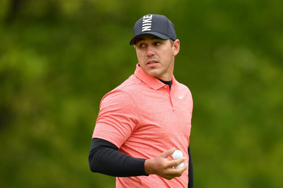 BETHPAGE, NEW YORK - MAY 14: Brooks Koepka of the United States looks on during a practice round prior to the 2019 PGA Championship at the Bethpage Black course on May 14, 2019 in Bethpage, New York. (Photo by Stuart Franklin/Getty Images)
