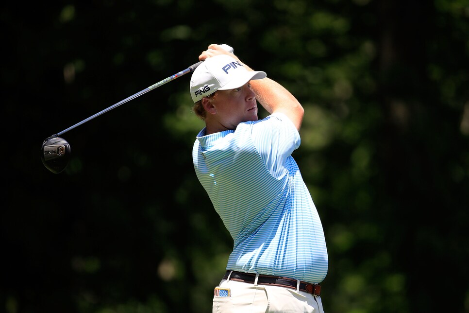 during the first round of the Barbasol Championship at Keene Trace Golf Club on July 19, 2018 in Lexington, Kentucky.