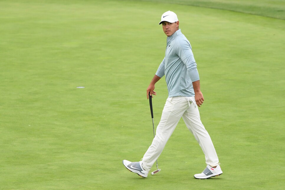 PEBBLE BEACH, CALIFORNIA - JUNE 16: Brooks Koepka of the United States looks on from the 18th hole during the final round of the 2019 U.S. Open at Pebble Beach Golf Links on June 16, 2019 in Pebble Beach, California. (Photo by Harry How/Getty Images)