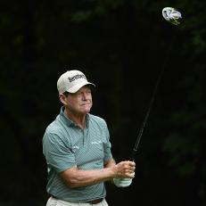 SOUTH BEND, INDIANA - JUNE 27: Tom Watson hits his tee shot on the 11th hole during the first round of the U.S. Senior Open Championship at the Warren Golf Course on June 27, 2019 in South Bend, Indiana. (Photo by Stacy Revere/Getty Images)