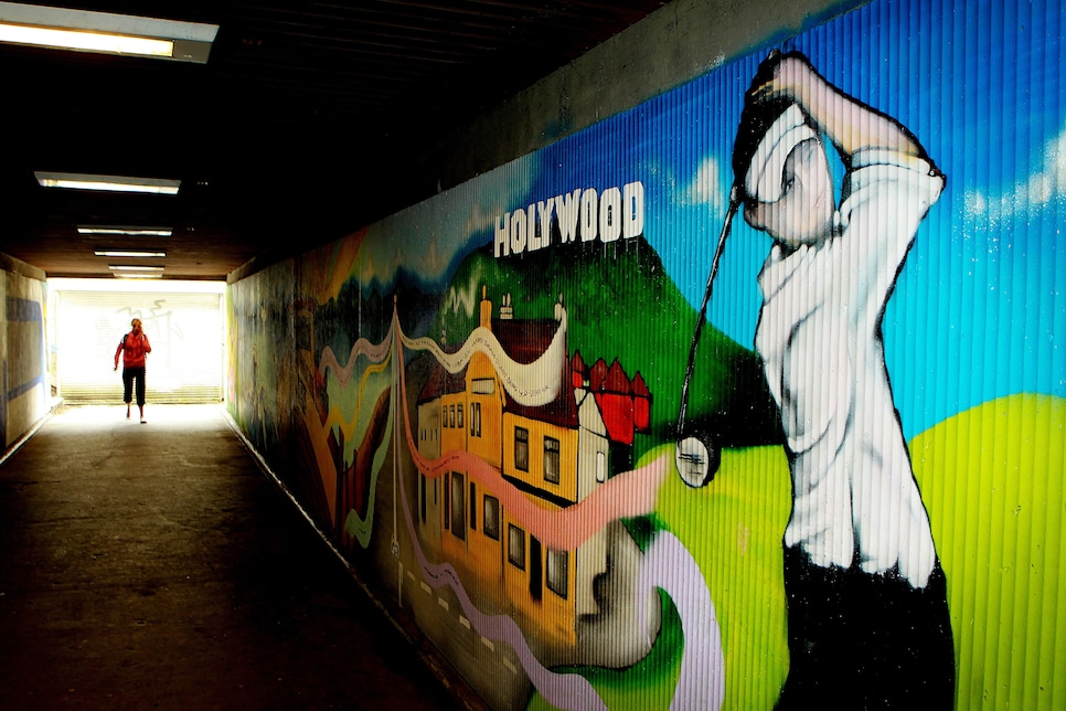 A mural depicting Rory McIlroy on a wall in his home town of Holywood, Co.Down, as he travels home later today.   (Photo by Julien Behal/PA Images via Getty Images)