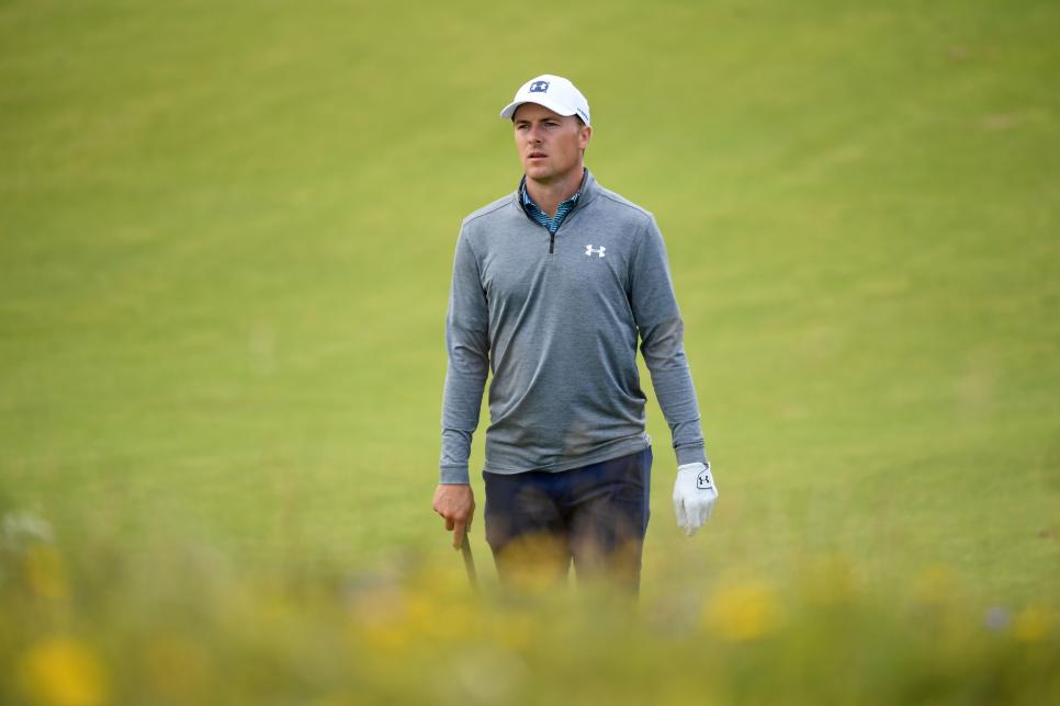 PORTRUSH, NORTHERN IRELAND - JULY 15:  Jordan Spieth of the United States looks on during a practice round prior to the 148th Open Championship held on the Dunluce Links at Royal Portrush Golf Club on July 15, 2019 in Portrush, United Kingdom. (Photo by Jan Kruger/R&A/R&A via Getty Images)