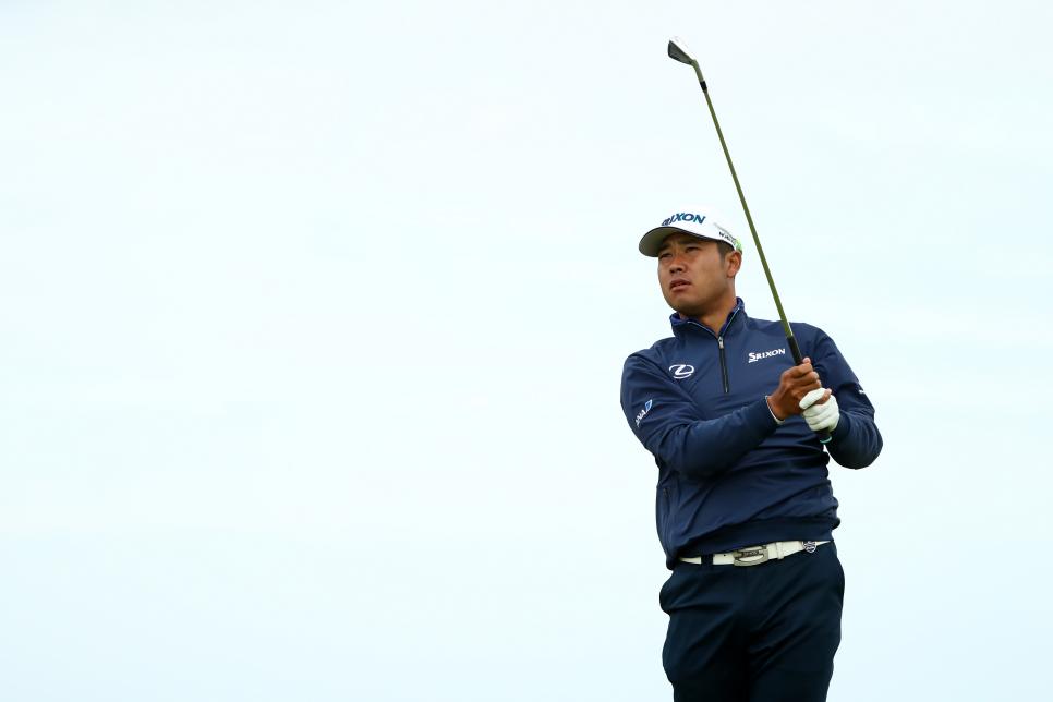 PORTRUSH, NORTHERN IRELAND - JULY 18: Hideki Matsuyama of Japan tees off during the first round of the 148th Open Championship held on the Dunluce Links at Royal Portrush Golf Club on July 18, 2019 in Portrush, United Kingdom. (Photo by Francois Nel/Getty Images)