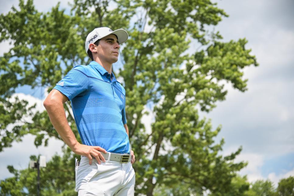 DETROIT, MI - JUNE 29: Joaquín Niemann of Chile stands on the sixth tee box during the third round of the Rocket Mortgage Classic at Detroit Golf Club on June 29, 2019 in Detroit, Michigan. (Photo by Ben Jared/PGA TOUR via Getty Images)
