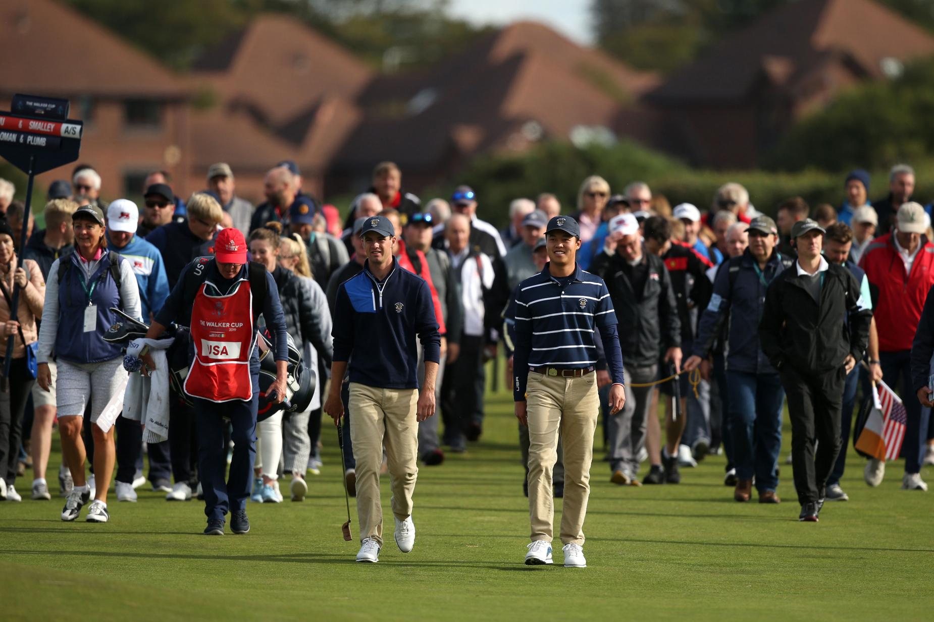 Walker Cup 2019: Players fight nerves as opening foursomes ...