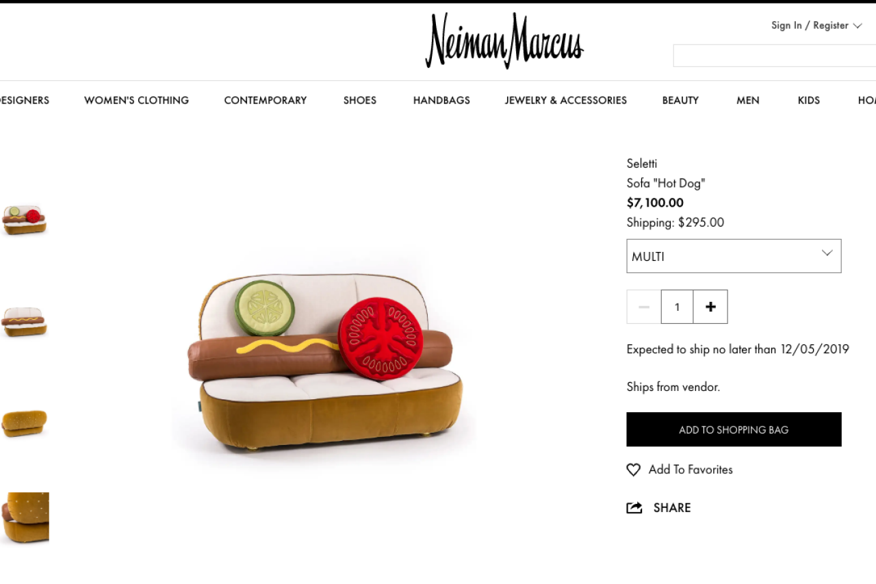 Who the world is buying this hideous hot dog sofa at Marcus for $7,100?! This is the Loop | Golf Digest
