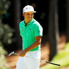 AUGUSTA, GEORGIA - APRIL 10: Rickie Fowler of the United States reacts during the Par 3 Contest prior to the Masters at Augusta National Golf Club on April 10, 2019 in Augusta, Georgia. (Photo by Kevin C. Cox/Getty Images)