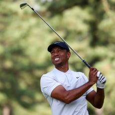 INZAI, JAPAN - OCTOBER 26: Tiger Woods of the United States hits his tee shot on the 5th hole during the second round of the Zozo Championship at Accordia Golf Narashino Country Club on October 26, 2019 in Inzai, Chiba, Japan. (Photo by Chung Sung-Jun/Getty Images)