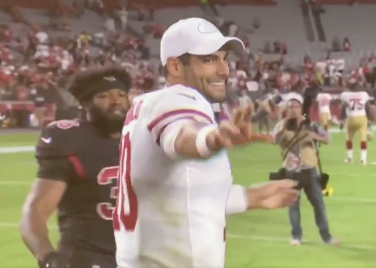 Jimmy Garoppolo Hit Erin Andrews With Another Smooth 'Feels Great Baby'  Before Playoff Game Vs Packers - BroBible