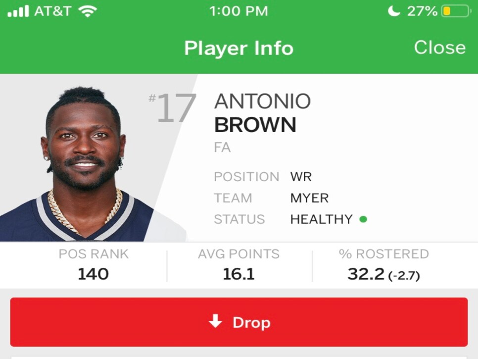 Antonio Brown's super helpful message to fantasy football owners