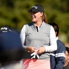 OTSU, JAPAN - NOVEMBER 10: Jennifer Kupcho of the United States smiles on the 14th tee during the final round of the TOTO Japan Classic at Seta Golf Course North Course on November 10, 2019 in Otsu, Shiga, Japan. (Photo by Matt Roberts/Getty Images)
