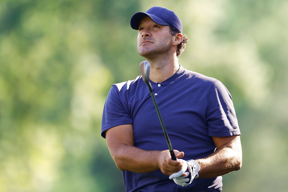 Defending champ Tony Romo daggers last year's American Century