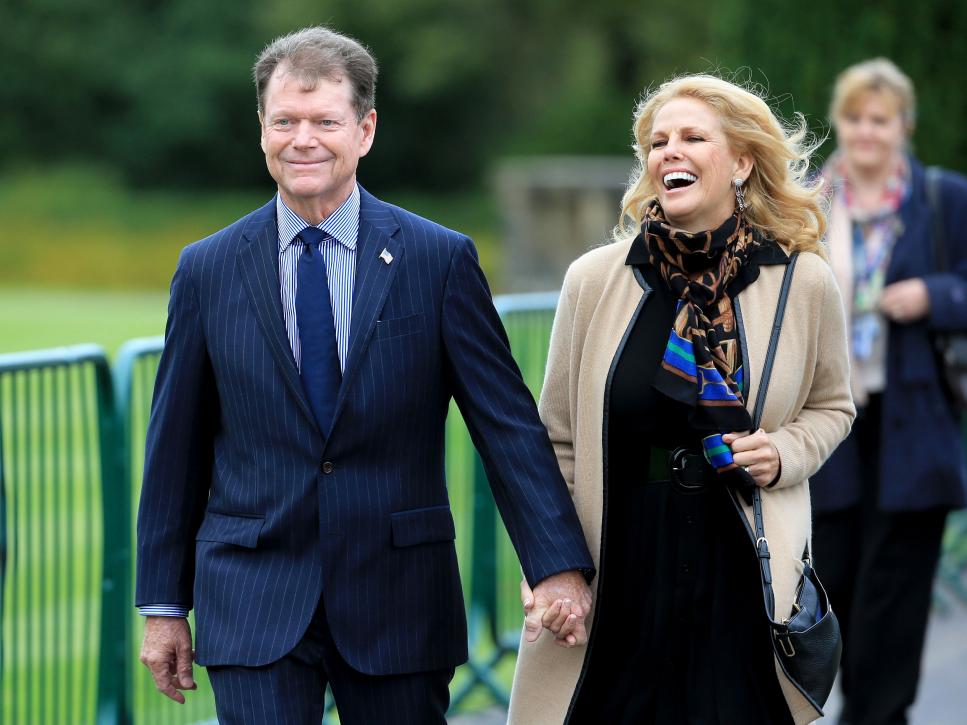 AUCHTERARDER, SCOTLAND - SEPTEMBER 25:  United States team captain Tom Watson and wife Hilary smile after the Opening Ceremony ahead of the 40th Ryder Cup at Gleneagles on September 25, 2014 in Auchterarder, Scotland.  (Photo by David Cannon/Getty Images)