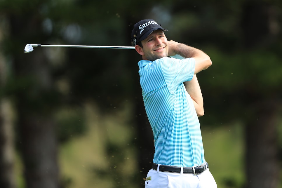 KAPALUA, HAWAII - JANUARY 02: Martin Trainer of the United States plays his shot from the second tee during the first round of the Sentry Tournament Of Champions at the Kapalua Plantation Course on January 02, 2020 in Kapalua, Hawaii. (Photo by Sam Greenwood/Getty Images)