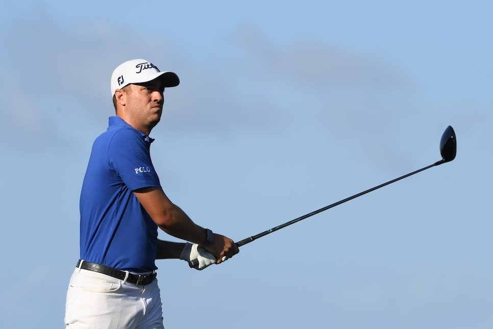 KAPALUA, HAWAII - JANUARY 05: Justin Thomas of the United States plays his shot from the 16th tee during the final round of the Sentry Tournament Of Champions at the Kapalua Plantation Course on January 05, 2020 in Kapalua, Hawaii. (Photo by Harry How/Getty Images)