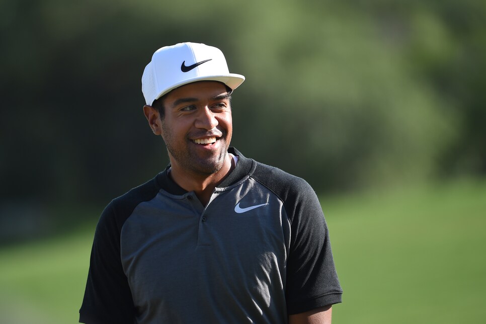 during the second round of the Valero Texas Open at TPC San Antonio AT&T Oaks Course on April 21, 2017 in San Antonio, Texas.