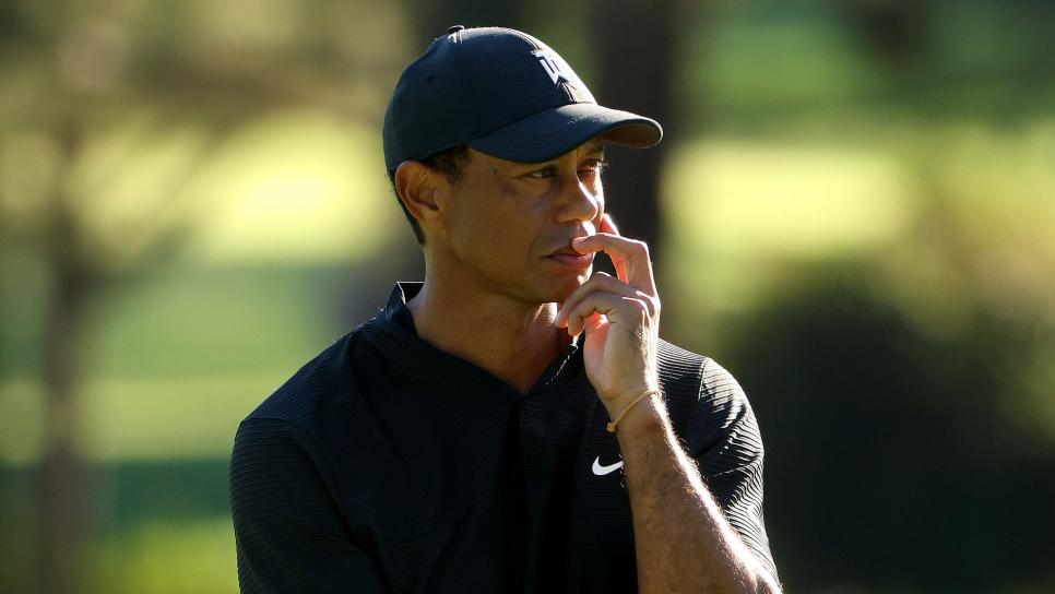 AUGUSTA, GEORGIA - NOVEMBER 13: Tiger Woods of the United States stands on the third hole during the second round of the Masters at Augusta National Golf Club on November 13, 2020 in Augusta, Georgia. (Photo by Jamie Squire/Getty Images)