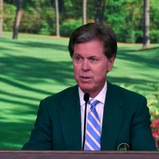 Chairman of Augusta National Golf Club and the Masters Tournament Fred Ridley speaks to members of the media at Augusta National Golf Club, Wednesday, April 4, 2018. (Photo by Rusty Jarrett/Augusta National via Getty Images)