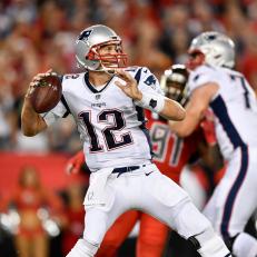 TAMPA, FL - OCTOBER 05: New England Patriots quarterback Tom Brady (12) prepares to throw a pass during an NFL football game between the New England Patriots and the Tampa Bay Buccaneers on October 05, 2017, at Raymond James Stadium in Tampa, FL. The Patriots defeated the Buccaneers 19-14. (Photo by Roy K. Miller/Icon Sportswire)