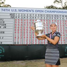CHARLESTON, SOUTH CAROLINA - JUNE 02: Jeongeun Lee6 of South Korea celebrates with the trophy after winning the U.S. Women\'s Open Championship at the Country Club of Charleston on June 02, 2019 in Charleston, South Carolina. (Photo by Streeter Lecka/Getty Images)