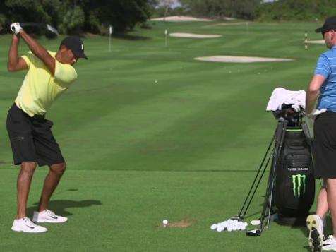 A sneak peek at a Tiger Woods practice session