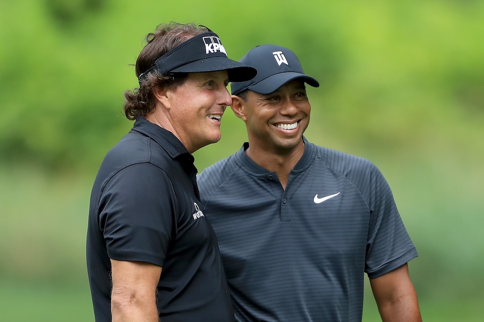 Tiger Woods Phil Mickelson 2018 World Golf Championships-Bridgestone Invitational - Preview Day 3