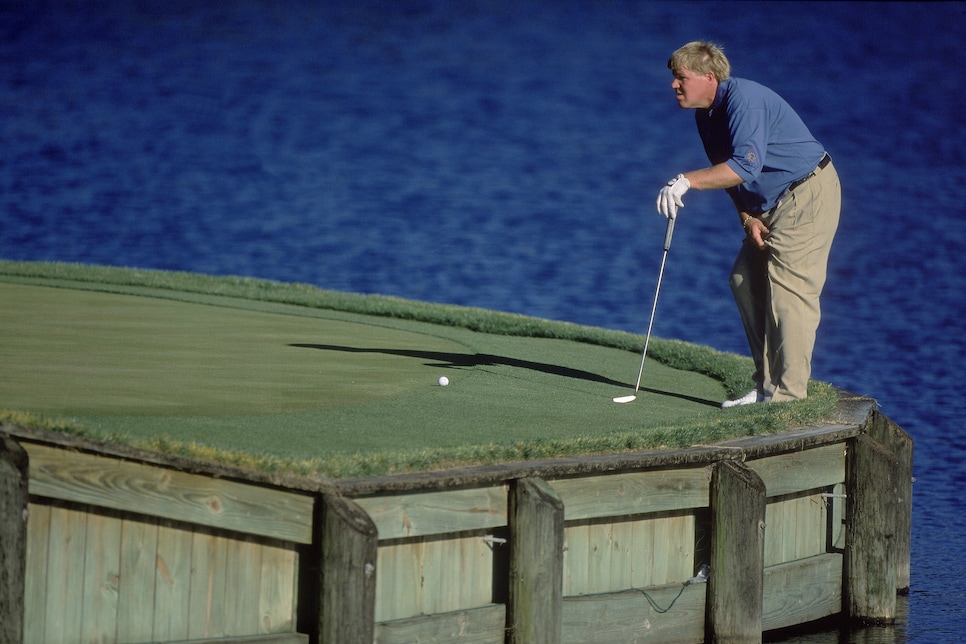 22 Mar 2001:  John Daly steps back to line up his puttduring the Players Championship at The Players Club at Sawgrass in Ponte Vedra Beach, Florida.Mandatory Credit: Harry How  /Allsport