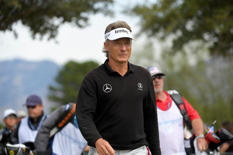 TUCSON, AZ - MARCH 01: Bernhard Langer
walks along the ninth hole during the final round of the PGA TOUR Champions Cologuard Classic at Omni Tucson National on March 1, 2020 in Tucson, Arizona. (Photo by Stan Badz/PGA TOUR via Getty Images )