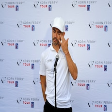 PONTE VEDRA BEACH, FLORIDA - JUNE 10: Camilo Villegas of Colombia reflects on his daughters cancer treatment during a press conference prior to the Korn Ferry Tour's Korn Ferry Challenge at TPC Sawgrass at Dyes Valley Course on June 10, 2020 in Ponte Vedra Beach, Florida. (Photo by Stan Badz/PGA TOUR)