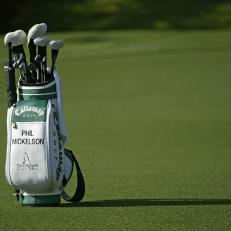 Phil Mickelson's bag during the continuation of the third round of the 2006 Masters at the Augusta National Golf Club in Augusta, Georgia on April 9, 2006. (Photo by Hunter Martin/WireImage)