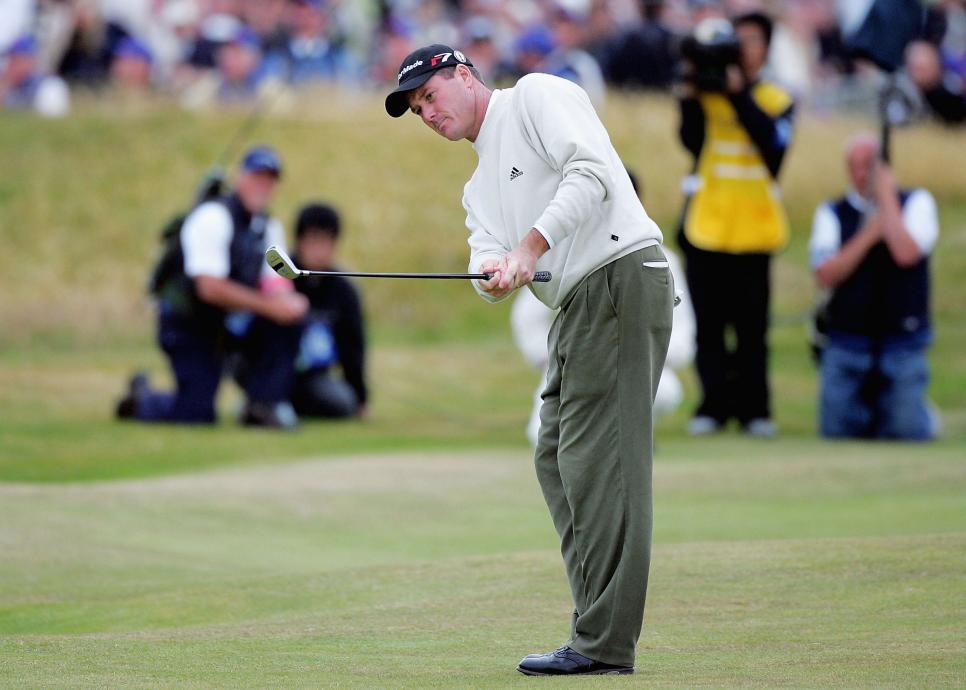 TROON, SCOTLAND - JULY 18:  Todd Hamilton of USA plays onto the 18th green with a 'rescue' club during the playoff following the final round of the 133rd Open Championship at the Royal Troon Golf Club on July 18, 2004 in Troon, Scotland.  (Photo by Stuart Franklin/Getty Images)