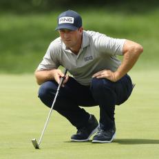 BLAINE, MINNESOTA - JULY 26: Michael Thompson of the United States looks over a putt on the first green during the final round of the 3M Open on July 26, 2020 at TPC Twin Cities in Blaine, Minnesota. (Photo by Matthew Stockman/Getty Images)