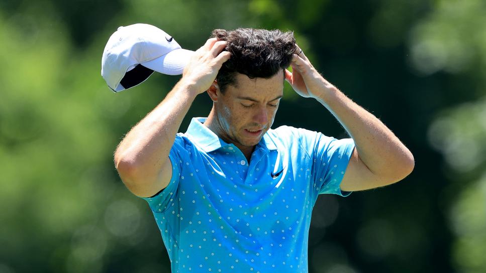 DUBLIN, OHIO - JULY 18: Rory McIlroy of Northern Ireland waits on the fourth tee during the third round of The Memorial Tournament on July 18, 2020 at Muirfield Village Golf Club in Dublin, Ohio. (Photo by Sam Greenwood/Getty Images)