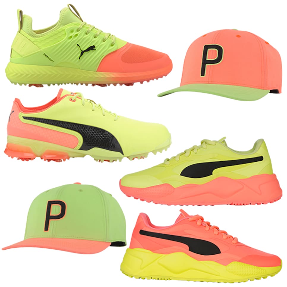 green and yellow puma shoes