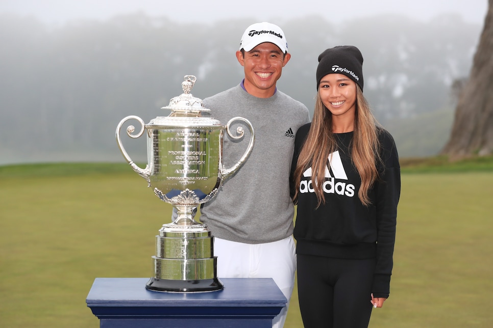 Collin Morikawa's wife shows off (improved) silky golf swing, credits ...