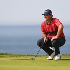 SAN DIEGO, CA - JANUARY 31: Patrick Reed reads his putt on the fifth green during the final round of the Farmers Insurance Open at Torrey Pines South on January 31, 2021 in San Diego, California. (Photo by Ben Jared/PGA TOUR via Getty Images)