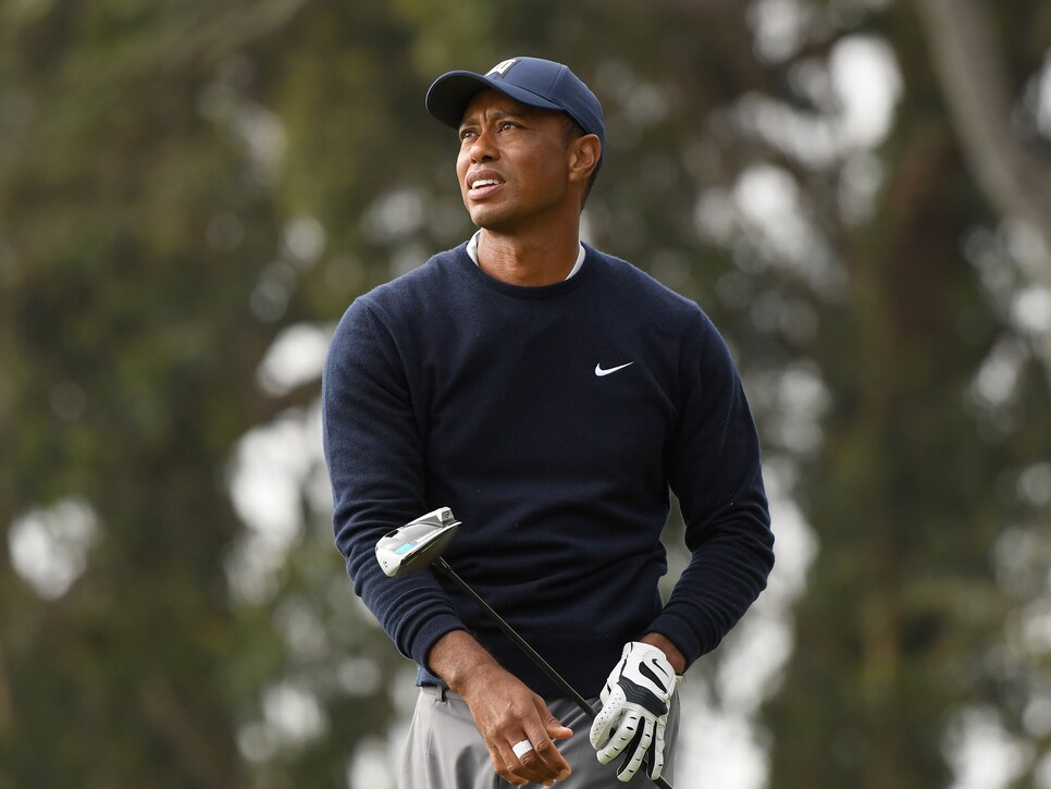 SAN FRANCISCO, CALIFORNIA - AUGUST 07: Tiger Woods of the United States plays his shot from the 12th tee during the second round of the 2020 PGA Championship at TPC Harding Park on August 07, 2020 in San Francisco, California. (Photo by Harry How/Getty Images)