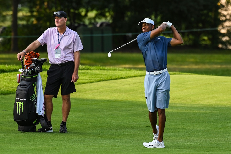 Charlie Woods' caddie while playing alongside his father will continue