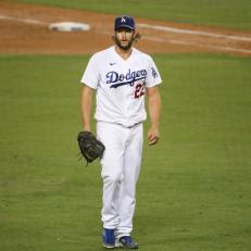 LOS ANGELES, CA - SEPTEMBER 03: Los Angeles Dodgers Starting pitcher Clayton Kershaw (22) walks back to a dugout during the MLB baseball game between the Arizona Diamondbacks and Los Angeles Dodgers on September 3, 2020 at Dodger Stadium, Los Angeles, CA. (Photo by Kiyoshi Mio/Icon Sportswire via Getty Images)
